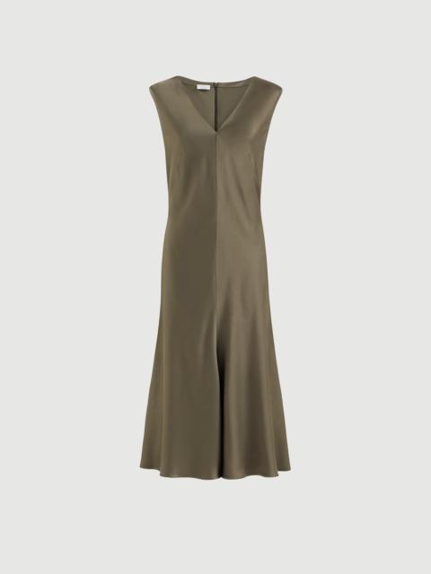 Brunello Cucinelli Satin cady flared dress with monili