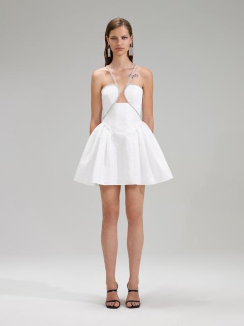 White Taffeta Flared Mini Dress