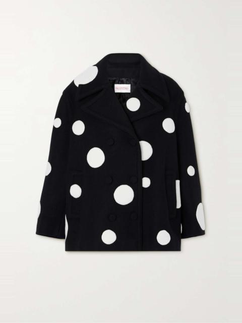Valentino Double-breasted polka-dot wool-blend coat