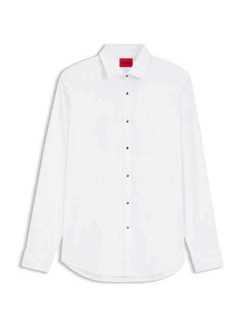 HUGO SLIM-FIT SHIRT IN STRUCTURED COTTON POPLIN