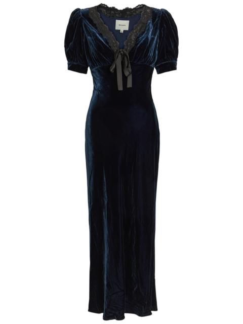 Reformation Reformation Camille Lace-trim Velvet Midi Dress