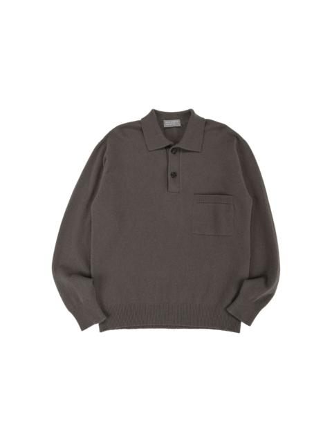 MARGARET HOWELL Seamless Pocket Polo Shirt Merino Cashmere Graphite