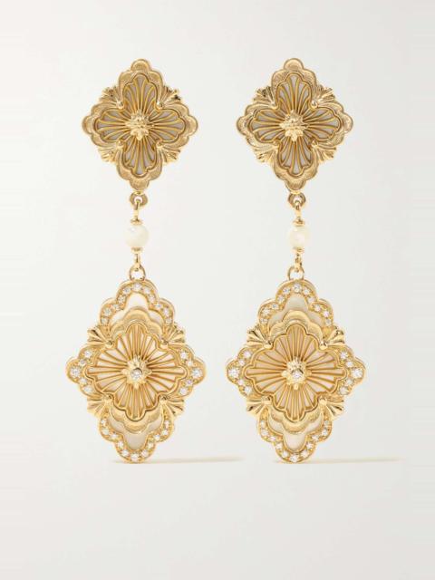 Buccellati Opera Tulle 18-karat gold, enamel and diamond earrings