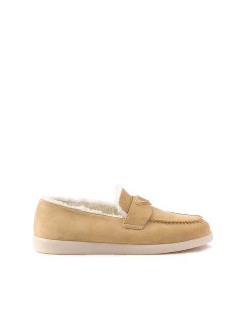 Suede and shearling loafers