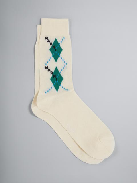 Marni WHITE LISLE COTTON AND NYLON SOCK