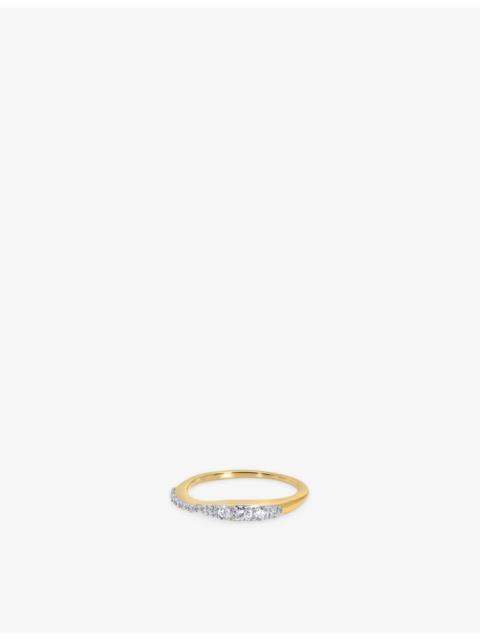 MONICA VINADER Riva 18ct Yellow Gold-Plated Vermeil Sterling-Silver and 0.18ct Lab-Grown Diamond Stacking Ring
