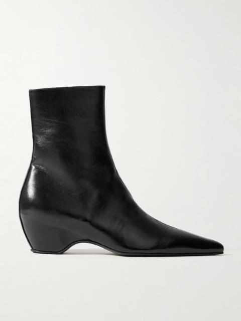 KHAITE Sybil Glossed-leather Ankle Boots