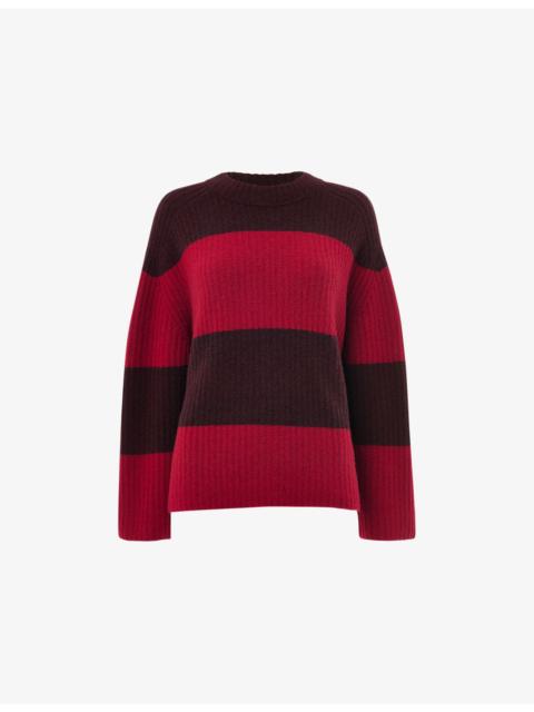 WHISTLES Wide Stripe Wool-Blend Knitted Jumper