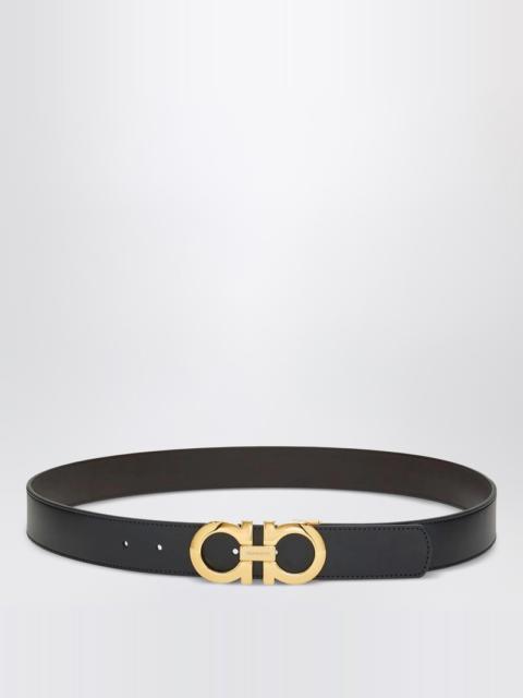 FERRAGAMO Reversible and adjustable Gancini belt Black/Hickory