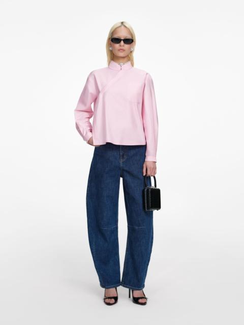 self-portrait Pink Cotton Asymmetric Shirt