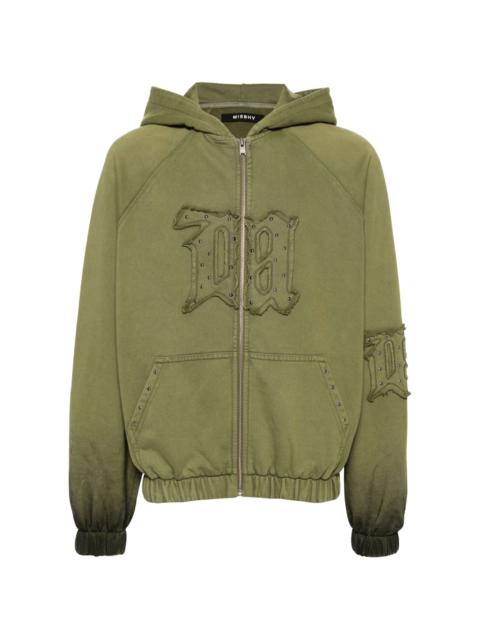 logo-patch zip-up cotton hoodie