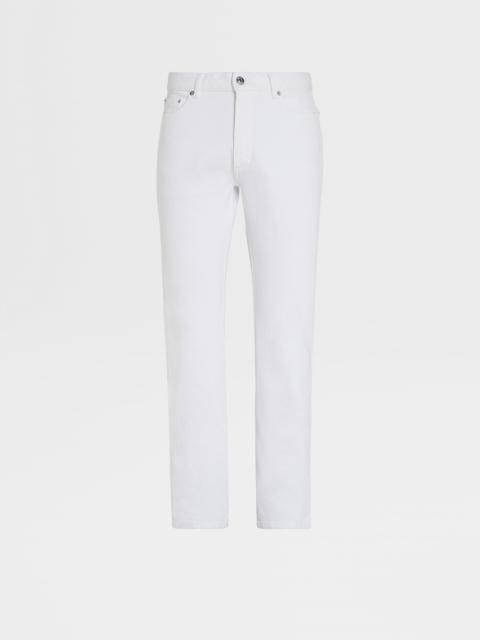 ZEGNA WHITE RINSE-WASHED COTTON ROCCIA JEANS