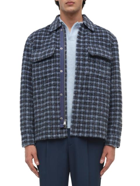SIMKHAI Men's Caleb Plaid Fleece Zip-Front Shirt Jacket - Midnight Plaid