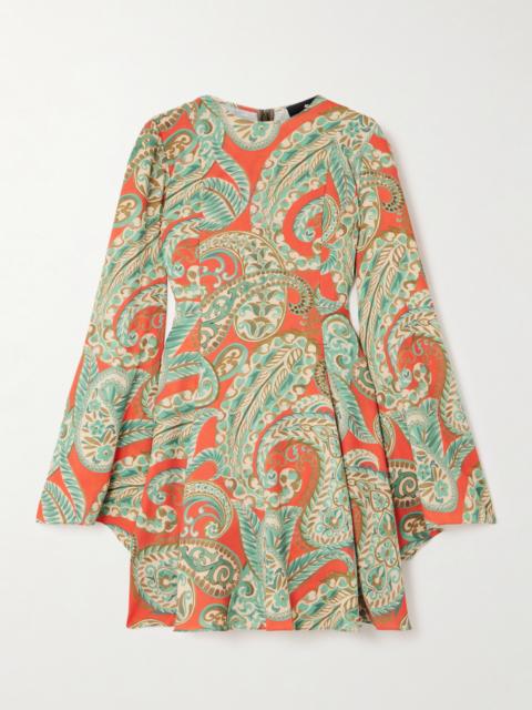 Etro Pleated Paisley-print Crepe Mini Dress