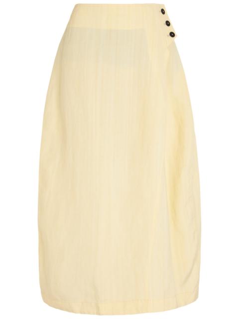 Studio Nicholson Studio Nicholson Wrapped Effect Woven Cotton Midi Skirt