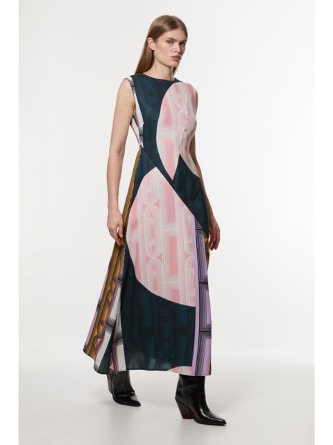 KAREN MILLEN Amelia Graham Petite Soft Tailored Printed Full Midaxi Dress