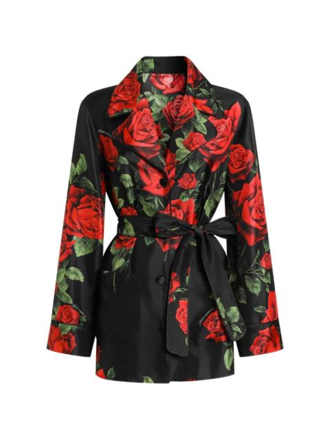 Dolce & Gabbana rose-print vanity twill shirt