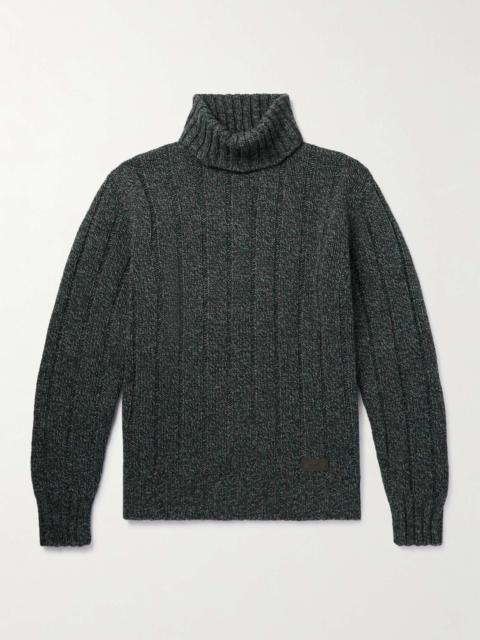 Tod's Logo-Appliquéd Ribbed Wool-Blend Rollneck Sweater