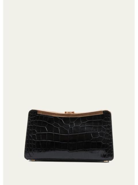 SIMKHAI Solange Croc-Embossed Leather Clutch