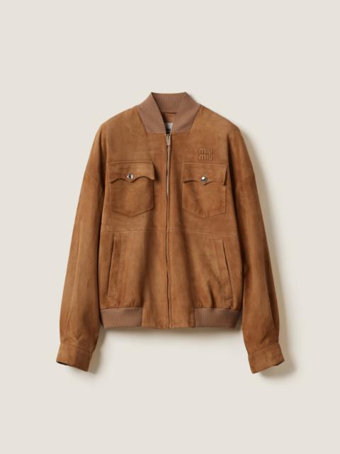 Miu Miu Garment-dyed gabardine blouson jacket | REVERSIBLE
