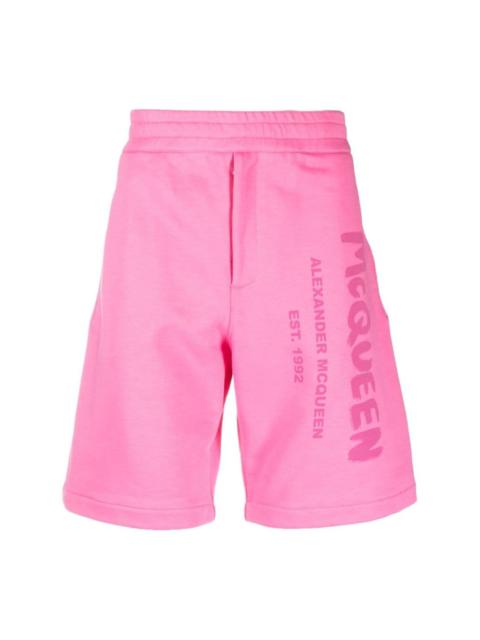 Alexander McQueen logo-print cotton track shorts