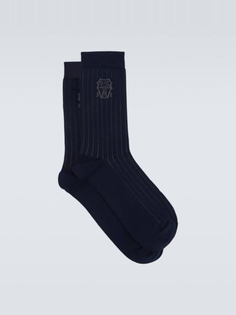 Brunello Cucinelli Logo ribbed-knit cotton socks