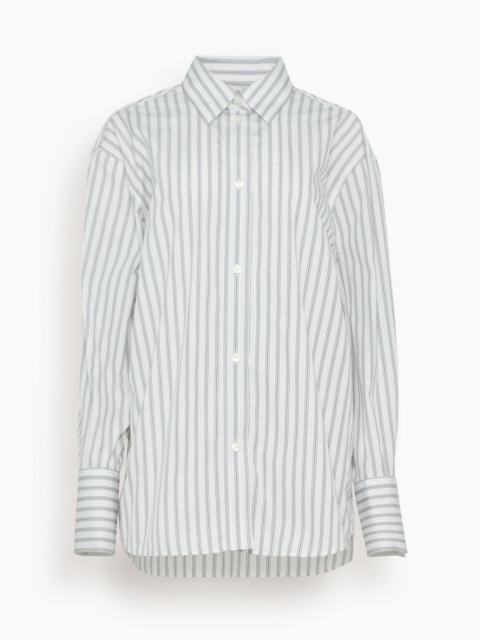 RÓHE Oversized Striped Shirt in White / Black Wide Stripe