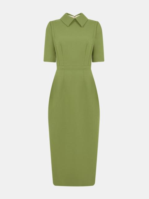 EMILIA WICKSTEAD Valletta Dress In Olive Single Wool Crepe