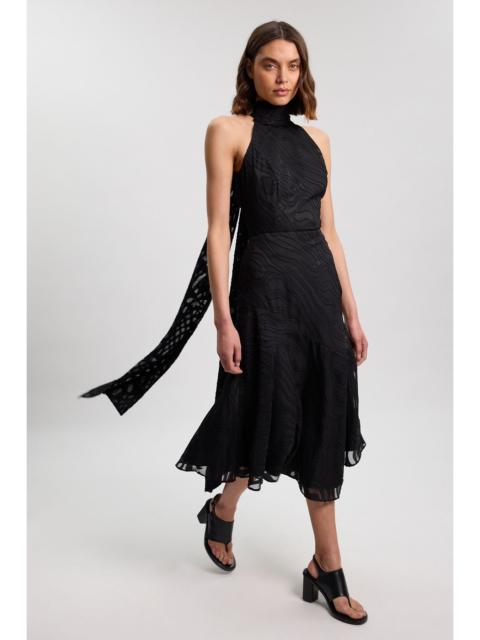 KAREN MILLEN Slub Self Stripe Scarf Detail Woven Blouse
