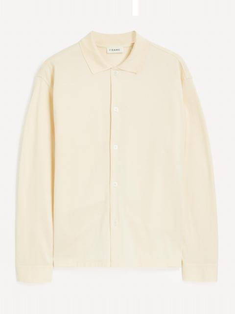 FRAME Cream Button-Down Piqué Shirt