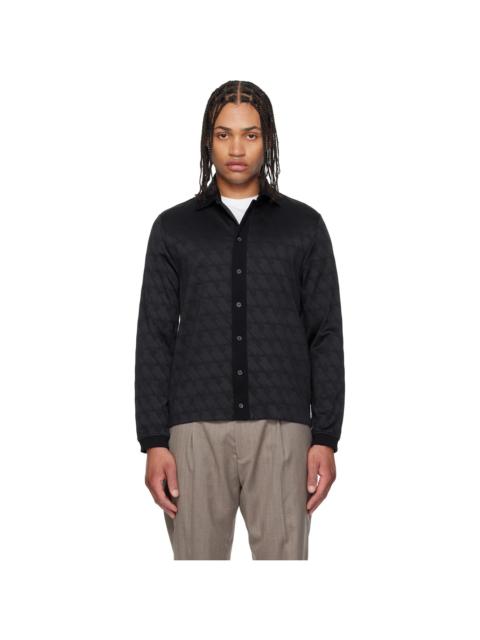Paul Smith Black & Navy Long Sleeve Jacquard Polo Shirt