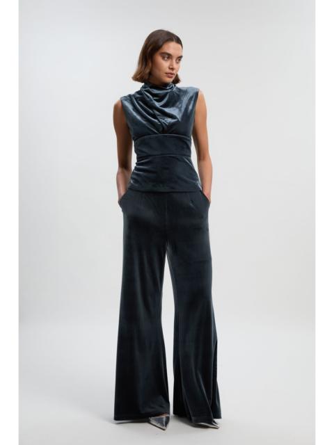 KAREN MILLEN Velvet Woven Wide Leg Trouser