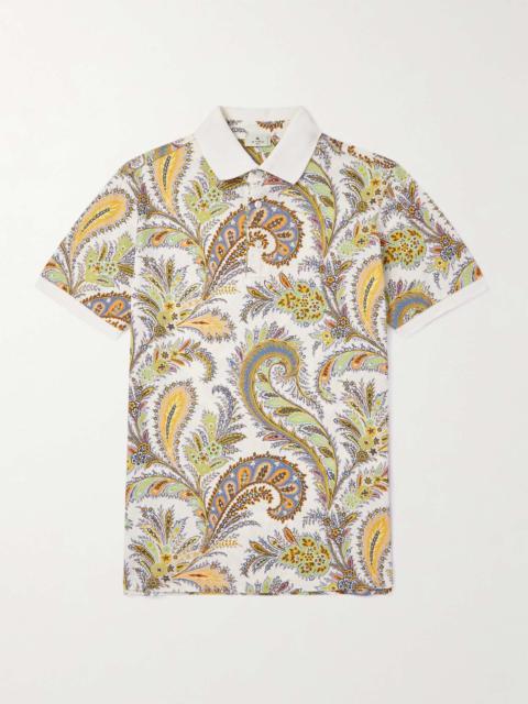Roma Slim-Fit Paisley-Print Cotton-Piqué Polo Shirt