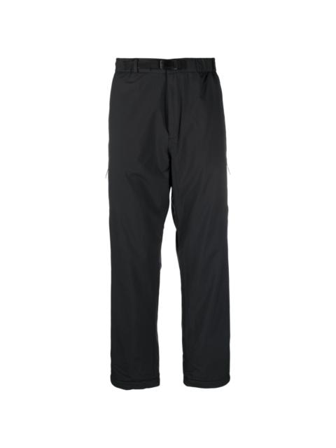 buckle-fastening straight-leg trousers