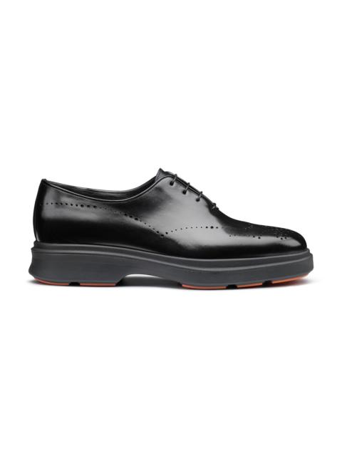 Santoni Men's black leather Easy Nova brogue Oxford shoe