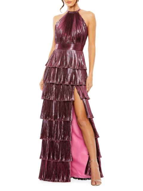 MAC DUGGAL Women's Halterneck Tiered Gown - Rose
