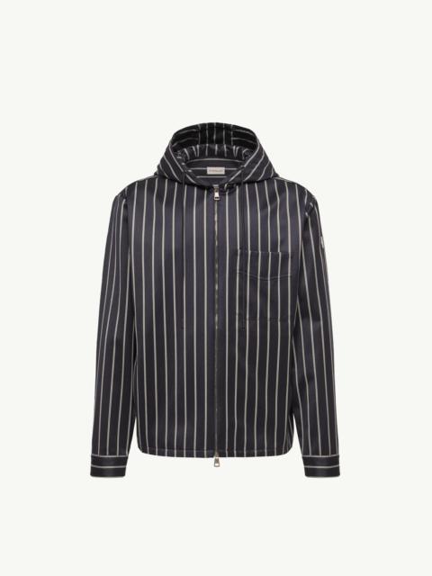 Moncler Wool & Cotton Striped Hooded Shirt