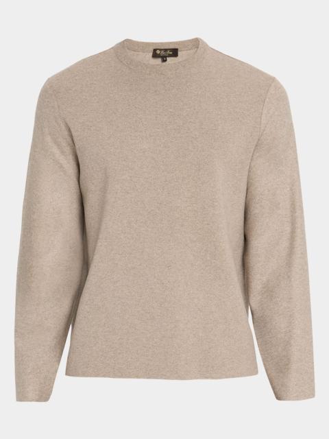 Loro Piana Men's Breia Cashmere and Wool Raw-Edge Crewneck Sweater