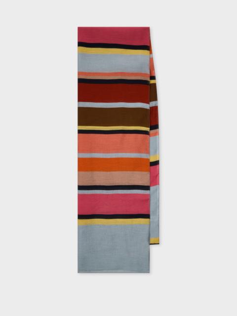 Paul Smith Multicolour Stripe Viscose-Silk Scarf