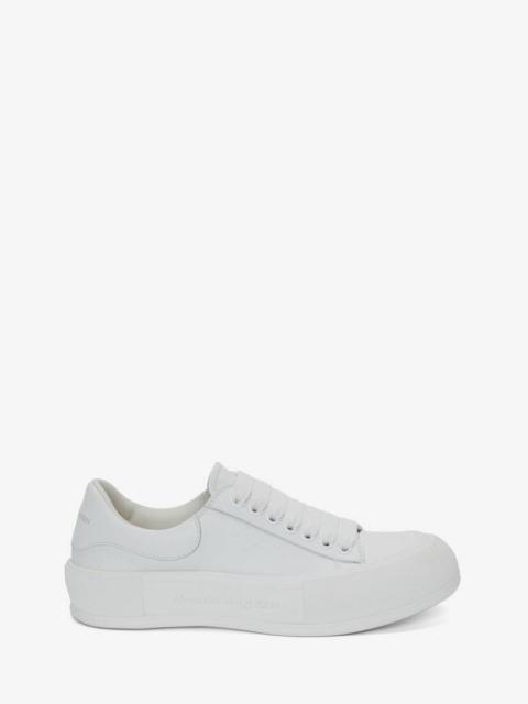 Women's Deck Lace Up Plimsoll in Optic White