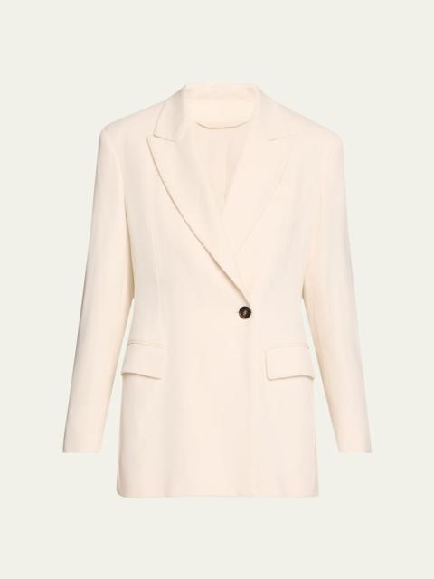 Brunello Cucinelli Diagonal Button-Front Viscose Blazer
