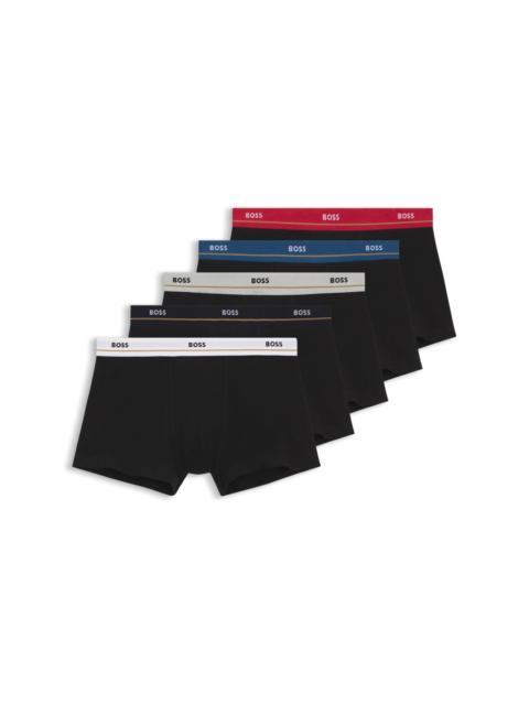BOSS FIVE-PACK OF STRETCH-COTTON TRUNKS WITH LOGO WAISTBANDS