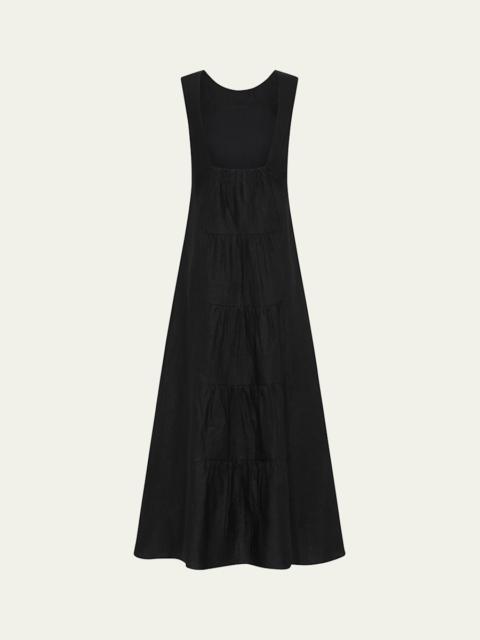 POSSE Matilda Tiered Linen Maxi Dress