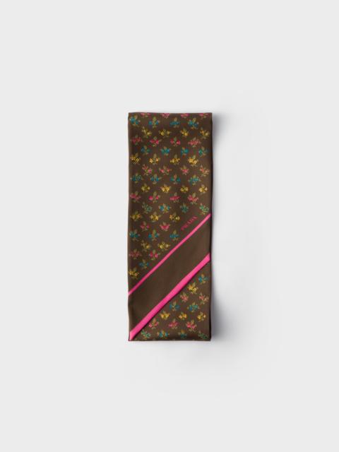 Prada Printed silk twill skinny scarf