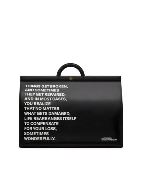 Valentino slogan-print leather tote bag
