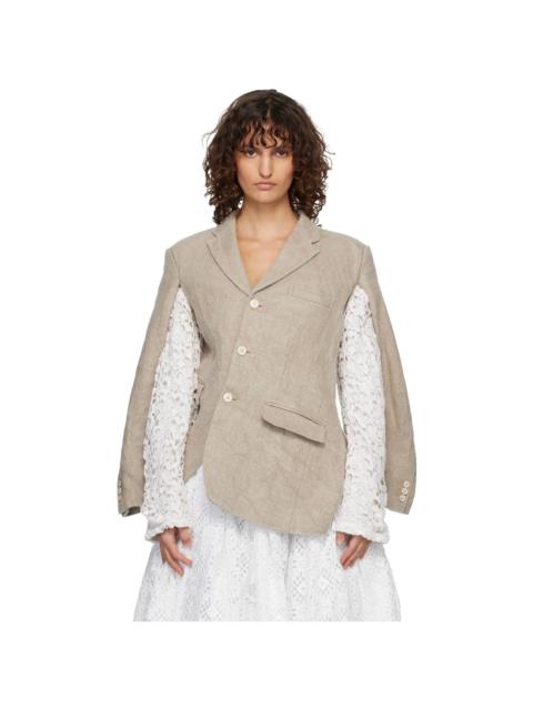 Comme Des Garçons Beige Linen Super Heavy Canvas & Cotton Lace Blazer