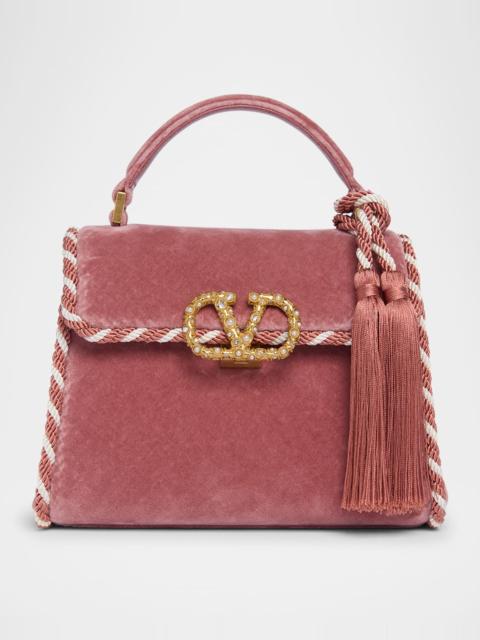 Valentino VSLING Mini Velvet Top-Handle Bag