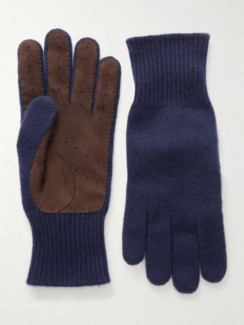 Brunello Cucinelli Suede-Trimmed Cashmere Gloves Brown