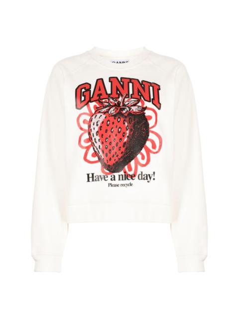 GANNI Strawberry organic cotton sweatshirt