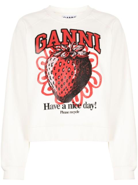 GANNI Strawberry organic cotton sweatshirt